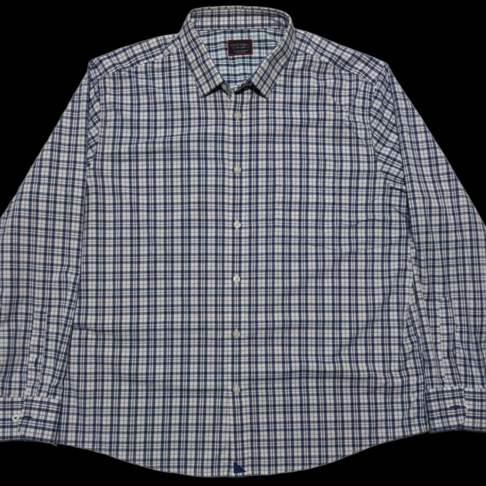 Untuckit Mens 2XL Long Sleeve Button Up Multicolor Plaid No Tuck Shirt EUC